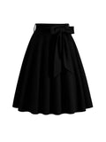 Women Summer Midi Long Skirt Solid Elegant Waist MartLion black S 