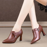 Women Sweet Side Zipper Short Ankle Boots Lady Design Brown Black Boot MartLion a 39 