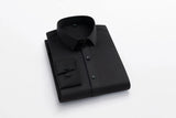 Men's long sleeved elastic shirt, non ironing business dress, professional work attire, stand up collar shirt MartLion Black 39-L (55-60KG) 