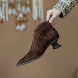 Winter Sheep Suede Women Boots Pointed Toe Autumn Concise Ladies Shoes MartLion   