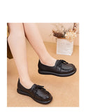 Premium Top Layer Cowhide Soft Sole Flats Women Shoes Autumn Round Toe Deep Mouth Lace Up Casual Sneaker MartLion   