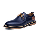 Men's Oxfords Genuine Leather Dress Shoes Brogue Lace Up Casual Luxury Moccasins Loafers MartLion Blue 39 