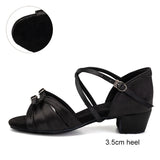 Children's Dance Shoes for Girls Kids Women Latin Sandals Ladies Ballroom Modern Tango Salsa Practice Low Heels MartLion 3.5cm Black 30 (20cm) CHINA