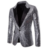 Spring and Autumn Men's Wear Large Casual Dance Sequins Suit Suit Jacket blazers MartLion silvery S 