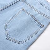 Streetwear Summer Men's Holes Patch Spliced Denim Shorts Stylish Solid Casual Straight Jean Five-point Pants MartLion   