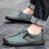Men's Casual Shoes Leather Loafers Flat Classic Moccasins Breathable Zip Walking Sneakers MartLion   