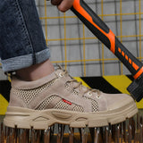 Summer Lightweight Steel Toe Cap Men's Women Work amp Safety Boots Breathable Female Shoes Zapatos De Hombre Mart Lion   