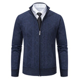 Men's Knit Jacket Fleece Cardigan Zipper Sweater Clothes Luxury Brown Jersey Casual Warm Jumper Harajuku Coat MartLion NAVY BLUE 8930 M 50-62KG 