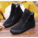 Winter Snow Boots Women Winter Shoes Zip Warm Plush Cold Winter Flat Cotton Ladies Ankle Black MartLion   