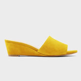 Women Elegant Summer Slippers 3cm Velvet Mules Wedge Sandals Slippers Open Toe High Heels Casual Dress Shoes MartLion Yellow 35 