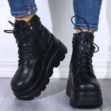 Design Women High Heels Punk Gothic Female Motorcycle Boots Platform Women Boots Wedges Ankle Boots MartLion