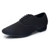 Men's Modern Dance Shoes Boys Canvas Latin Tango Ballroom Shoes Rubber Soft Sole Low Heels Dancing Black MartLion Black Rubber Sole 1 38 