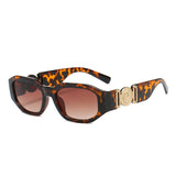 Small Rectangle Sunglasses Men's Women Square Travel Shades Vintage Retro Lunette Soleil Femme De Sol MartLion leopard as picture 