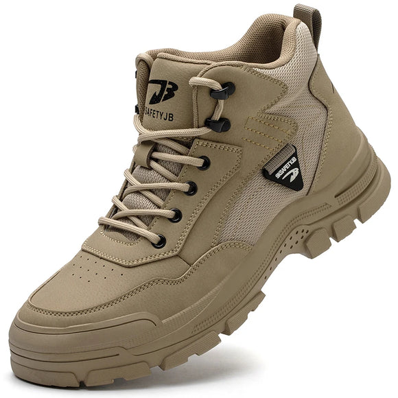 anti puncture work shoes men's waterproof safety with steel toe Breathable Work Anti smash Stab proof Safety sneakers MartLion JB831 Khaki 36 