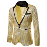 Shiny Sequin Glitter Embellished Jacket Men's Nightclub Prom Suit Homme Stage Clothes For Singers blazers MartLion Gold S CHINA