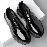 Style Youth Round Toe British Style Low Heeled Lace Up Casual  Leather Shoes for Men MartLion   