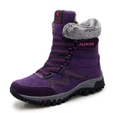 Ankle Boots Flat Shoes Suede Leather  Winter Warm Plush Waterproof  Women Snow Mart Lion Purple 35 