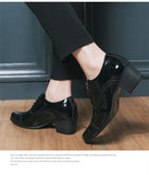 Dress Leather Shoes Men's High Heel 6cm Pointed Toe Brogue Wedding Height Increase Formal Career Work Jazz Dance MartLion   