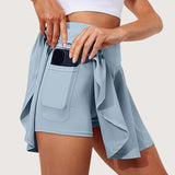 Women Stretch Skirt Printed Athletic Shorts Lightweight Waisted Skirt With Pockets Women' Simple Sports Skirt MartLion   