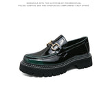 Men's Penny Shoes Spring Patent Leather Lazy Student Platform Slip-On Height Increasing Loafers MartLion   