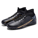 Men's Soccer Shoes TF FG Sole Uninsex Football Boots Adults Kids Outdoor Lawn Trainning Futsal Footwear MartLion 1616-D-Black 33 