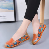 spring autumn women flats genuine leather shoes slip on ballet flats women flats print woman shoes moccasins loafers shoes MartLion   