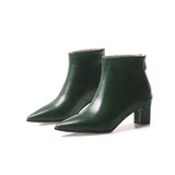 Winter Army Green Beige Women Ankle Chelsea Boots Lady Dress Shoes Med Heels MartLion Army Green 12 