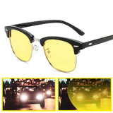 Semi-Rimless Night Vision Glasses for Driving Men's Yellow Polarized Lens Goggles Classic Square Driving Women Eyeglasses MartLion   