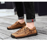 Men's Casual Shoes Leather Outdoor Walking Sneakers Leisure Vacation Soft Driving Mart Lion   