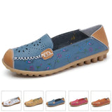 Women flat shoes ballet summer flower print genuine loafers ladies flats MartLion   