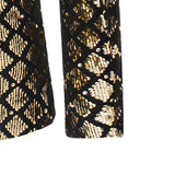 Men's Luxurious Sequin Plaid Suit Jacket Gold Silver Singer Host Stage Party Loose Dress Coats blazers MartLion   