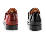 Men's Casual Shoes Snakeskin Grain Microfiber Leather Slip-on Buckle Dress Office Oxfords Party Wedding Flats Mart Lion   