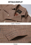 Classic Thousand Bird Plaid Wool Coat Medium Long Double breasted British Style Detachable Down Tank Coat Men's MartLion   