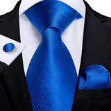  Solid Colors Ties Handkerchief Cufflink Set Men's 7.5cm Slim Necktie Set Party Wedding Accessoreis Gifts MartLion - Mart Lion