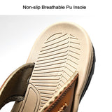 Genuine Leather Slippers Men's Beach Slides Slip on Lazy Shoes Outdoor Covered Toe Walking Casual Sneakers Mart Lion   
