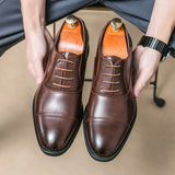 New Men Dress Shoes Leather Shoes Mens Pointed Social Shoe Male Black Casual Wedding Shoes MartLion Brown 46 