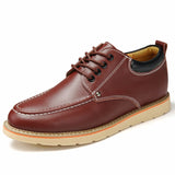 Classic Work Shoes Luxury Men's Casual Leather Shoes Driving Slip Platform Mart Lion Wine red 37 