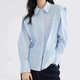 Autumn Women's Shirt Basic Korean Version Loose Solid Color Ladies Long Sleeve Shirt Elegant Office Blouses MartLion   