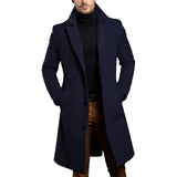 Black Trench Coat For Men's Long Sleeve Single Breasted Overcoat Perfect For Fall And Winter MartLion   