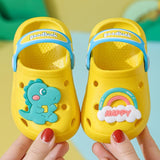 Summer Kids Sandals Children Hole Shoes Slippers Soft Anti-Skid Cartoon DIY Design Hole Baby Sandy Beach For Boys Girls Mart Lion style 8 18 (insole 12cm) 