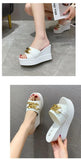 Chain High Heels Slippers Women Wedding Shoes Summer White Black Platform Wedges Slides Ladies Beach Slippers MartLion