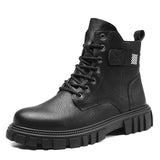 Autumn Winter Khaki Ankle Boots Men's Casual Lace-up Platform Work Para Hombre MartLion black SG0577 39 CHINA