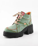 Autumn Winter Women's Solid Color Handsewn Thickened Sole Boots MartLion green 36 