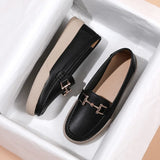 Shoes For Women Summer Leather Slip On Beige Casual Walking Ladies Non-Slip Soft Sole Loafers MartLion Black 38 insole 24.0cm 