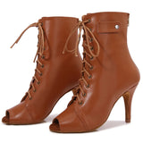 Latin Shoes Ladies Salsa Ballroom Party Women's Boots Yellow Black Girls High Heel Dance Boots MartLion