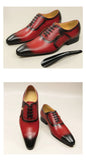 Men's Leather Shoes Summer Lace-Up Red Black Hand Carved Wedding Shoes Anniversary Office Oxford MartLion   