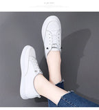 Genuine Leather Women Casual Sneakers Spring Summer Skate Shoes Ladies Little White Vulcanized MartLion   