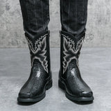 Men's Winter Crocodile Pattern Boots Trends Embroider Versatile Comfort Soft Sole Driving MartLion   