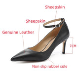 Elegant women's high heels pointed shoes genuine leather party MartLion   