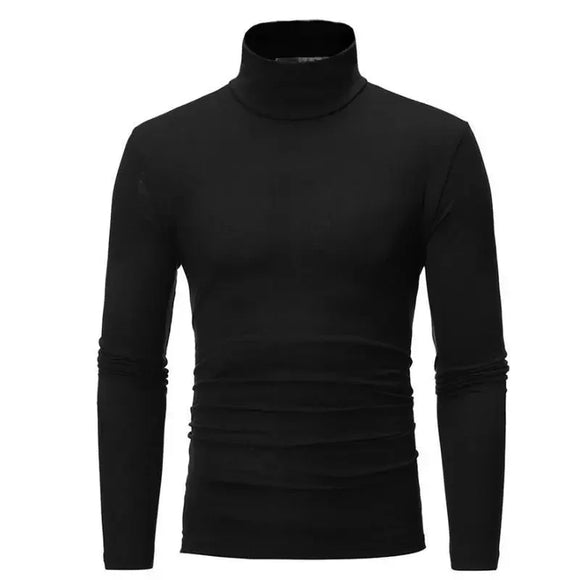 Men's Thermal Underwear Tops Autumn Thermal Shirt Clothes Men's Tights High Neck Thin Slim Fit Long Sleeve T-shirt MartLion Black S 